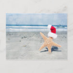 Starfish Beach Christmas Feestdagenkaart<br><div class="desc">Starfish wearing a santa hat the beach in sunny Southern California</div>