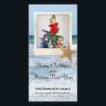 Starfish Beach Christmas Feestdagenkaart<br><div class="desc">You can customize everything. To use your own foto the proporties should be 3 inches by 3 and 1/8 inches to fit inside the frame. Verander de tekst naar personalize your card. You can even move the starfish around!</div>