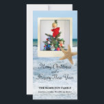 Starfish Beach Christmas Feestdagenkaart<br><div class="desc">You can customize everything. To use your own foto the proporties should be 3 inches by 3 and 1/8 inches to fit inside the frame. Verander de tekst naar personalize your card. You can even move the starfish around!</div>