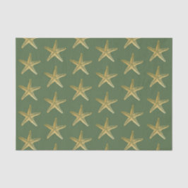 Starfish Beach Coast Kerstmis, Gold Green Tissuepapier