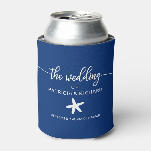 Starfish Beach Destination Wedding Navy Blue Blikjeskoeler (Blikje Voorkant)