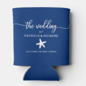 Starfish Beach Destination Wedding Navy Blue Blikjeskoeler (Achterkant)