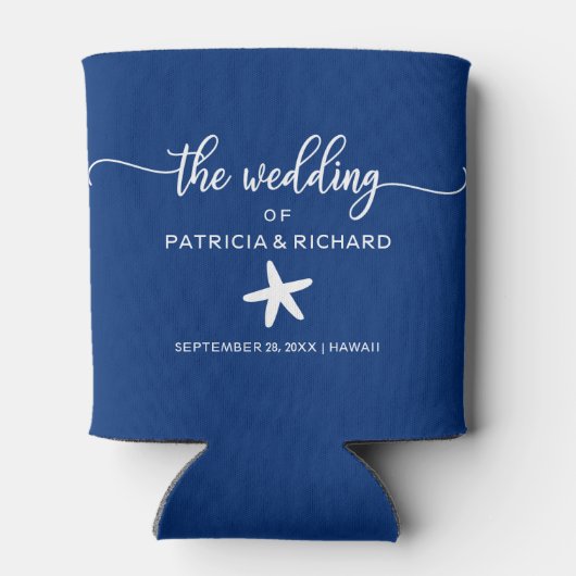 Starfish Beach Destination Wedding Navy Blue Blikjeskoeler (Achterkant)