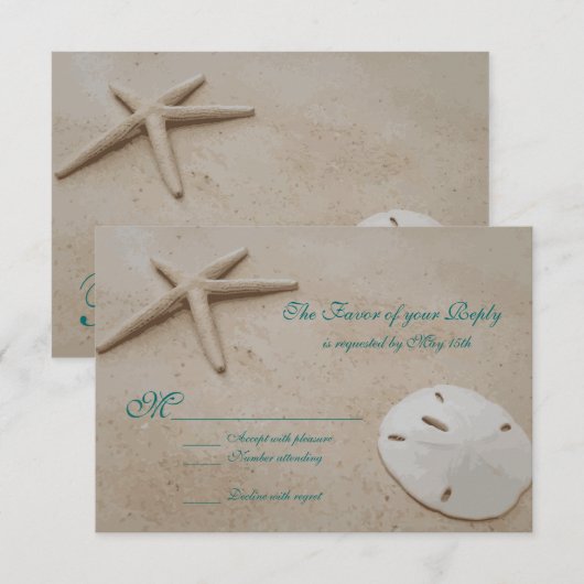 Starfish Beach Destination Wedding RSVP-kaarten RSVP Kaartje (Voorkant / Achterkant)