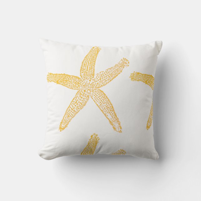 Starfish Beach Gift Favoriet Gouden Geel Sinaasapp Buitenkussen (Voorkant)