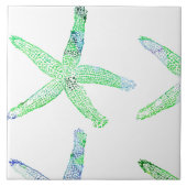 Starfish Beach Green Blue White - grote kool Tegeltje (Voorkant)