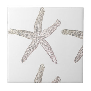 Starfish Beach Grijs Wit Beige Gift Favoriet Tegeltje
