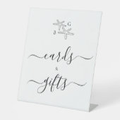 Starfish Beach Monogram Trouwkaarten & geschenken Reclamebord Met Voetstuk (Voorkant)