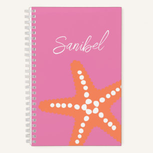 Starfish Beach Naam Ocean Preppy Decor Roze Sinaas Notitieboek