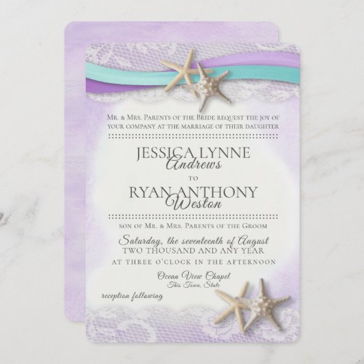  Starfish Beach Orchid en Turquoise Kaart (Voorkant / Achterkant)