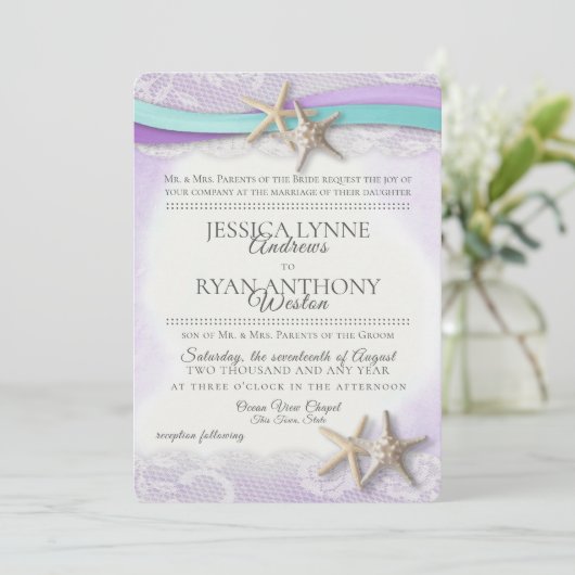 Starfish Beach Orchid en Turquoise Kaart (Staand voorkant)