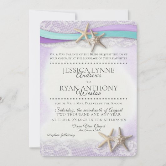 Starfish Beach Orchid en Turquoise Kaart (Voorkant)