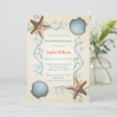 Starfish Beach Party Invitation Kaart (Staand voorkant)