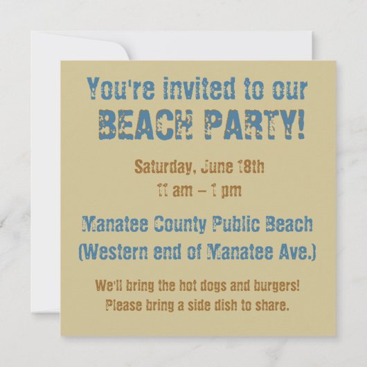 Starfish Beach party! Kaart (Achterkant)