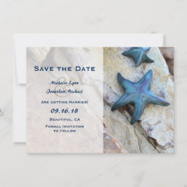 Starfish Beach Rocks Save the Date Trouw Uitnodigi Kaart