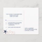 Starfish Beach Sand Nautical Wedding RSVP Uitnodiging Briefkaart (Achterkant)