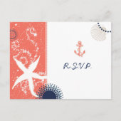 Starfish Beach Sand Nautical Wedding RSVP Uitnodiging Briefkaart (Voorkant)