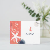 Starfish Beach Sand Nautical Wedding RSVP Uitnodiging Briefkaart (Staand voorkant)