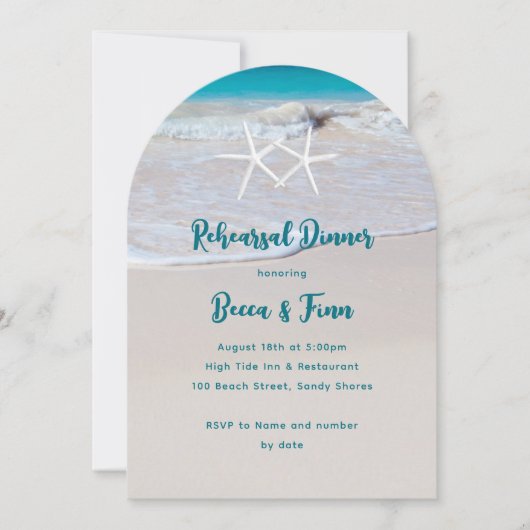 Starfish Beach Sand repesial Dinner Invitation Kaart (Voorkant)