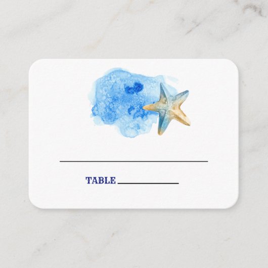 Starfish Beach | Seaside Weddentafel Place Cards Plaatskaartje (Voorkant)
