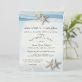 Starfish Beach Sky Blue met harteuitnodiging Kaart (Staand voorkant)