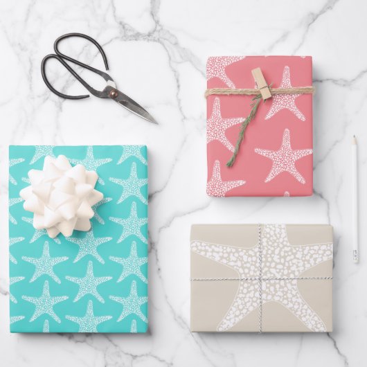 Starfish Beach Summer Weddentern Inpakpapier Vel (Voorkant)