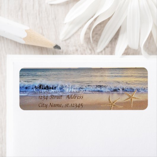 Starfish, Beach, Sunset Return Address Label (Insitu)