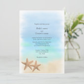 Starfish Beach Theme Wedding Invitting Kaart (Staand voorkant)