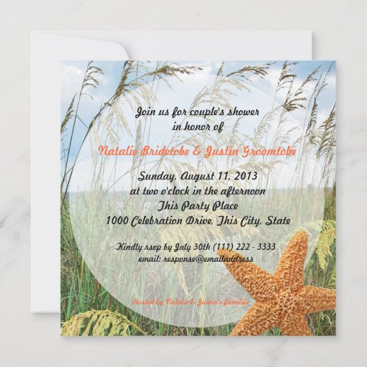 Starfish Beach Trouwdouche Kaart (Achterkant)