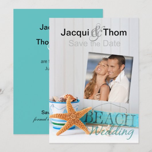 Starfish Beach Weddenschap Foto Save the Date (Voorkant / Achterkant)
