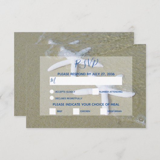 Starfish Beach Weddenschap RSVP-kaarten RSVP Kaartje (Voorkant / Achterkant)
