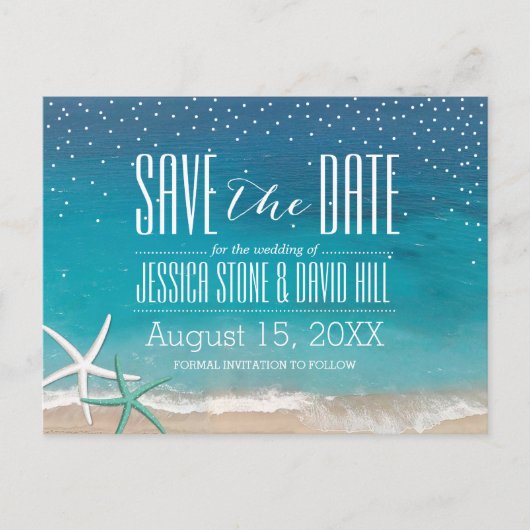 Starfish Beach Weddenschap Save the Date Aankondigingskaart (Voorkant)