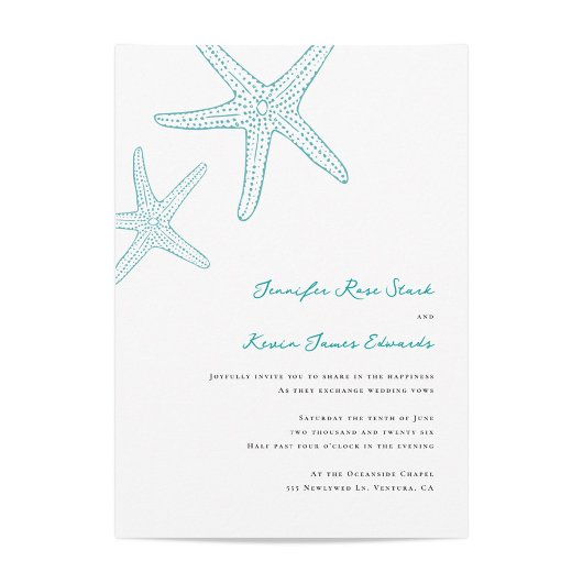Starfish Beach Wedding Kaart