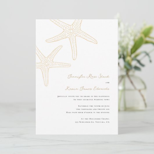 Starfish Beach Wedding Kaart (Staand voorkant)