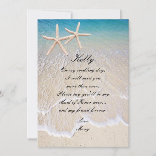 Starfish Beach Wedding Maid of Honor Kaart (Voorkant)
