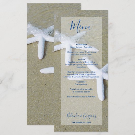 Starfish Beach Wedding Menu (Voorkant / Achterkant)