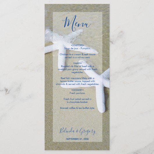 Starfish Beach Wedding Menu (Voorkant)