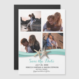 Starfish Beach Wedding Multi Photo Bewaar de datum Magnetische Uitnodiging