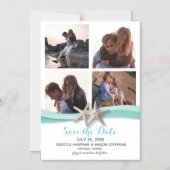 Starfish Beach Wedding Multi Photo Bewaar de datum Magnetische Uitnodiging (Voorkant)