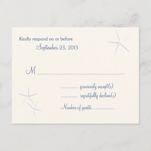 Starfish Beach Wedding Return Address Briefkaart (Achterkant)