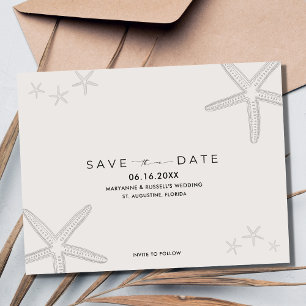 Starfish Beach Wedding Save the Date Briefkaart