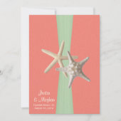 Starfish Beach Wedding Shell Coral Mint Kaart (Voorkant)