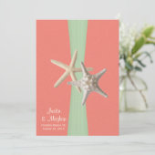 Starfish Beach Wedding Shell Coral Mint Kaart (Staand voorkant)