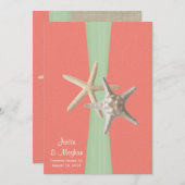 Starfish Beach Wedding Shell Coral Mint Kaart (Voorkant / Achterkant)