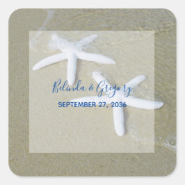 Starfish Beach Wedding Vierkante Sticker