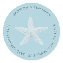 Starfish Beach Weduwen Return Address Blue