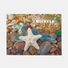 Starfish Beach Zee Glass doormaten Voeg Jouw naam  Deurmat