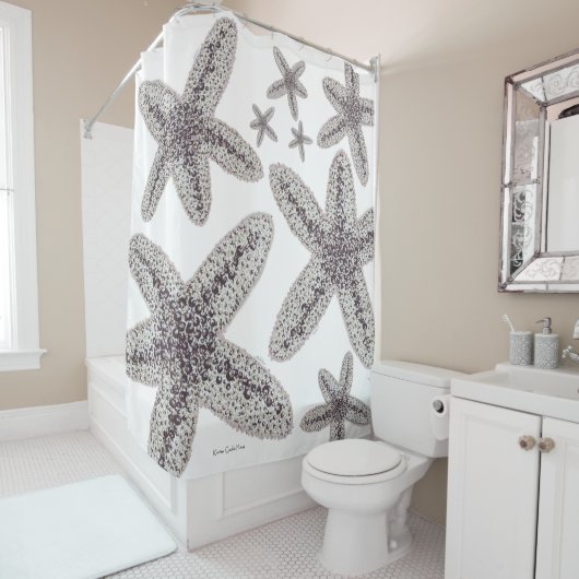 Starfish Black en White Douchegordijn (In situ)