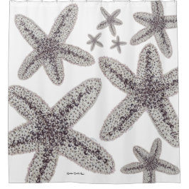 Starfish Black en White Douchegordijn