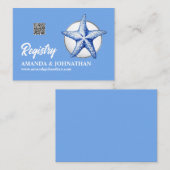 Starfish blauw wit register huwelijksdetails gast informatiekaartje (Voorkant / Achterkant)